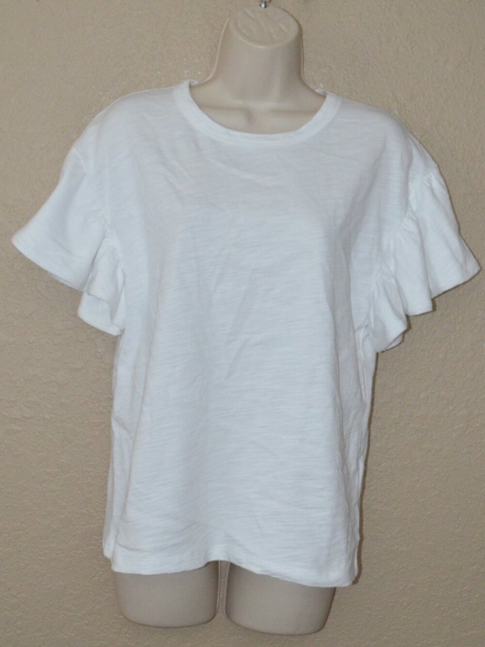 NWT $128 Sz M Nation LTD White Camille Ruffle Sleeve Cotton Tee T-Shirt